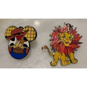 Lot Of 2 Woody/Mickey Shaped Pin & Lion King Pin